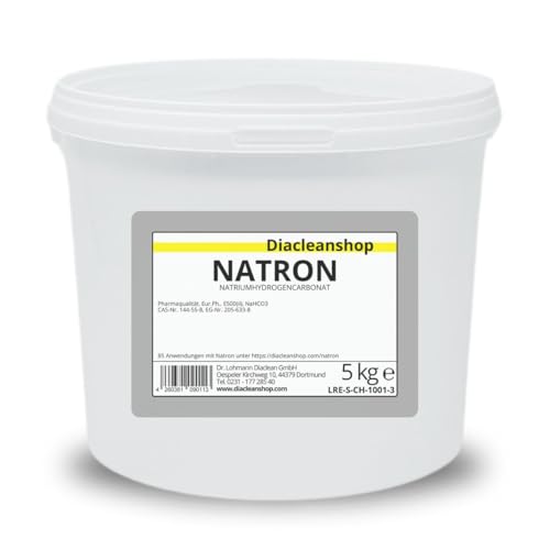 DIACLEANSHOP Natron Pulver 5kg - Pharmaqualität E500ii in deutscher Herstellung - Backpulver für...