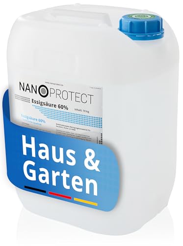 Nanoprotect Essigsäure 60% | 10 kg | Klimaneutral | Ideal als Reiniger und Entkalker | Für Haus...