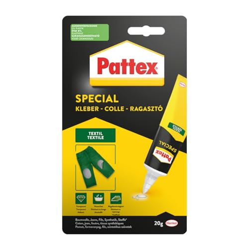 Pattex Spezialkleber Textil, wasch- und bügelbeständiger Textilkleber, Stoffkleber für Baumwolle,...