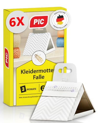 PIC Kleidermottenfalle Mottenschutz für Kleiderschrank, 6 Stück Mottenfalle für Kleidermotten,...