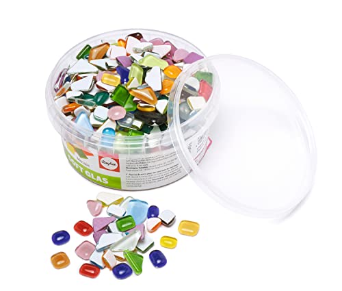 Rayher Soft Glas Mosaik Mix, polygonal (unregelmäßig), bunte Mischung, Dose 500g ,14796999, Bunt