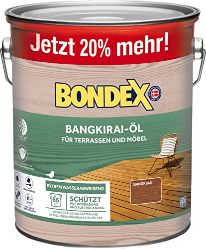 Bondex Bangkirai Öl 3 L für 66 m² | Extrem wasserabweisend | Schützt vor Rissbildung und...