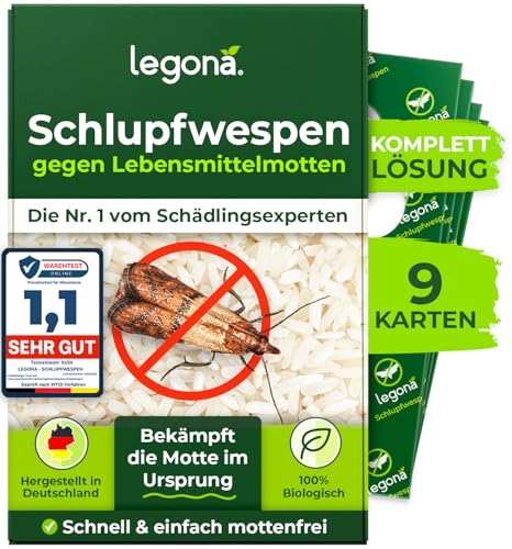 Legona® Schlupfwespen gegen Lebensmittelmotten | 3 Karten à 3 Lieferungen | Effektive Bekämpfung...